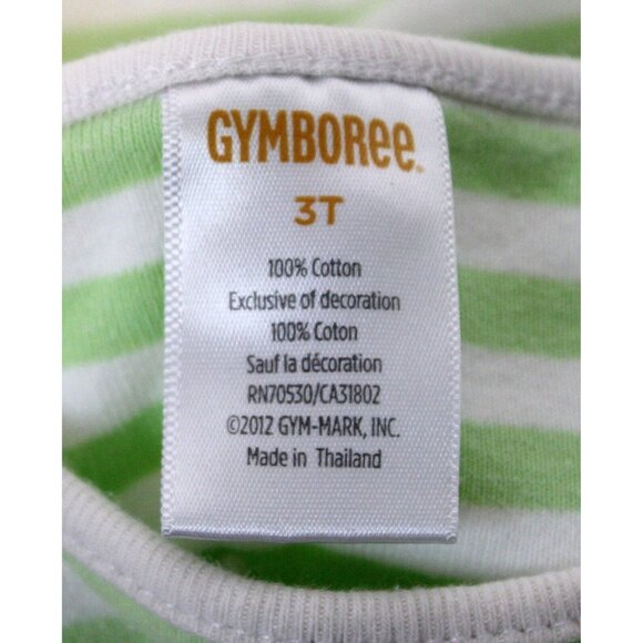 2013 Gymboree Strawberry Sweetheart T-Shirt 3T Green Stripes Applique Puff Sleev - Picture 7 of 7
